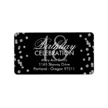 18.º cumpleaños Purpurina de plata Confetti Black