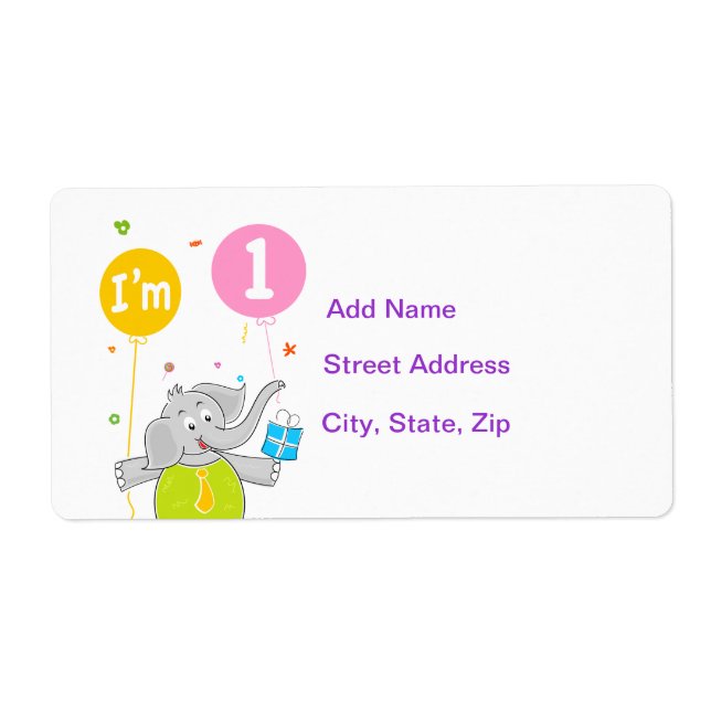 Etiqueta 1.ᵉʳ cumpleaños, tengo 1 año (Frente)