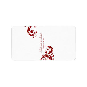 Etiqueta 1.25"x2.75" Crimson Red Floral en miniatura de Her