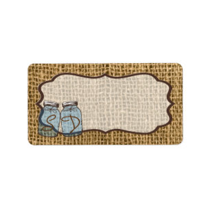 Etiqueta 1.25"x2.75" Dirección de correo Mason Jar Burlap C