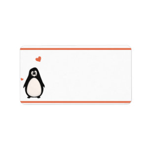 Etiqueta 1.25" x 2.75" Dirección de correo Penguin Love/Hea
