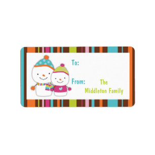 Etiqueta 1.25" x 2.75" Moderno Snowman Stick On Gift Tag