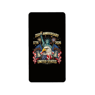 Etiqueta 250 años aniversario americano 1776-2026 bandera d