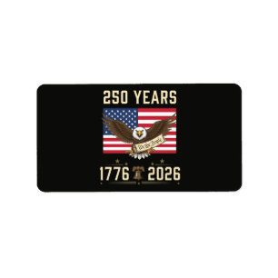 Etiqueta 250 años de patrimonio americano 1776 2026