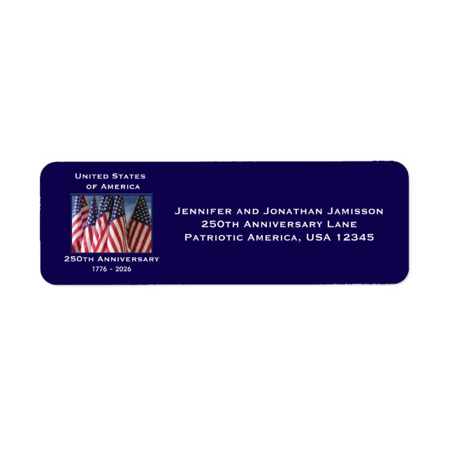 Etiqueta 250th Anniversary USA Patriotic American Flags (Frente)