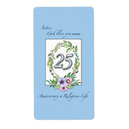 Etiqueta 25° aniversario de la corona católica y la plata