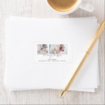 Etiqueta 2 Foto Script Merry Christmas Return Address<br><div class="desc">2 Foto Script Dirección de Regreso navideño de Feliz. Simplemente reemplace las dos fotos de ejemplo con las suyas y personalícelas con su nombre y dirección de retorno. Feliz Navidad está en un elegante guión.</div>