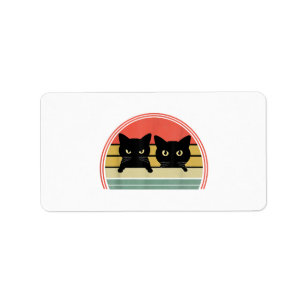 Etiqueta 2 gatos negros buscando amor animal vintage