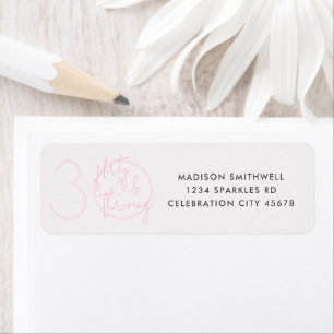 Etiqueta 30,Flirty Thriving Pink Birthday Address