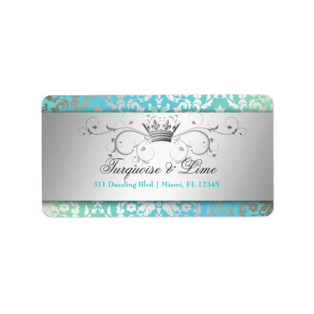 Etiqueta 311 Dazzling Damask Turquoise & Lime Black (Frente)