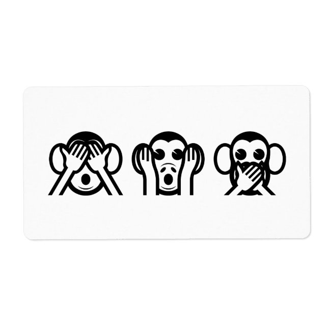 Etiqueta 3 Emoji de monos sabios (Frente)
