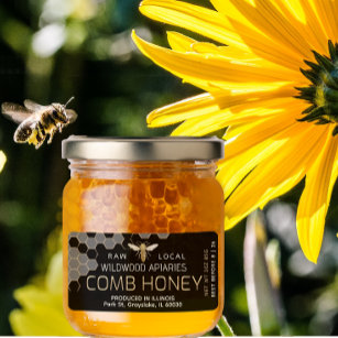 Etiqueta 3 oz Honey Jar Label Queen Bee Comb Honey