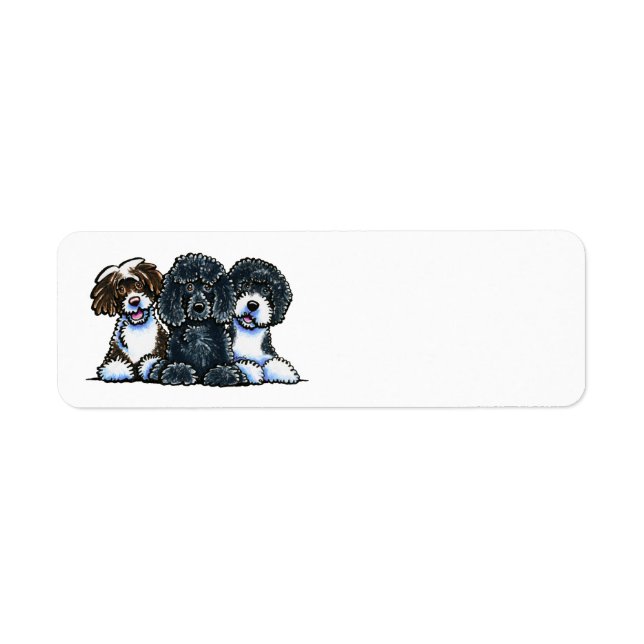 Etiqueta 3 Perros de agua portugueses (Frente)