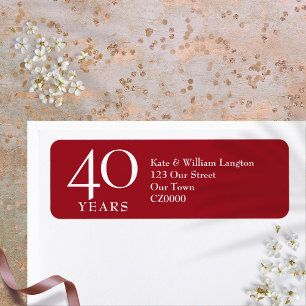 Etiqueta 40.º Aniversario Boda Ruby