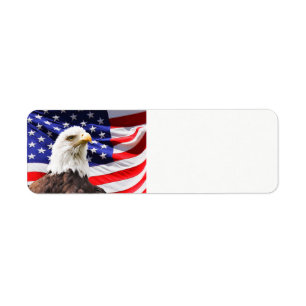 Etiqueta 4 de julio bandera americana y Eagle