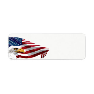 Etiqueta 4 de julio bandera americana y Eagle