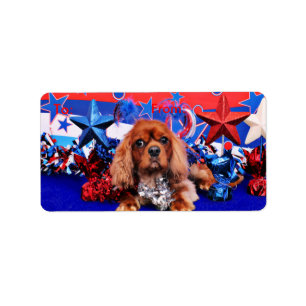 Etiqueta 4 de julio - perro de aguas de rey Charles