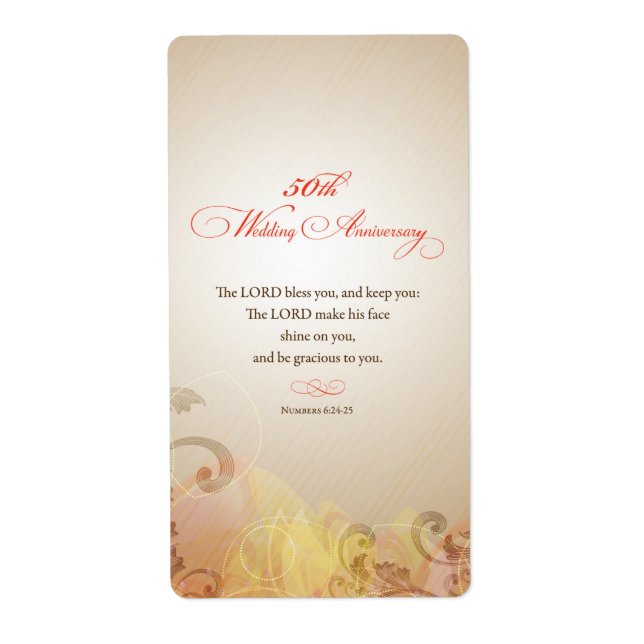 Etiqueta 50° Aniversario del Boda, bendiciones del Señor y  (Frente)