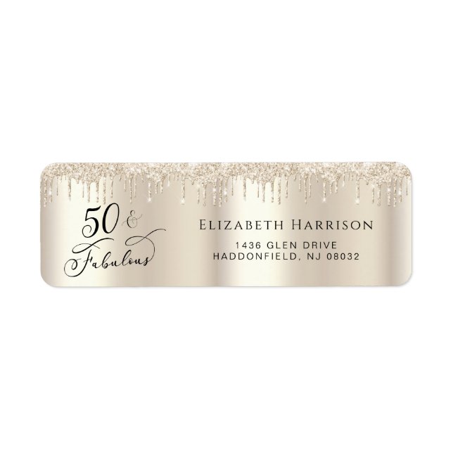 Etiqueta 50 Fabuloso Purpurina de Oro (Frente)