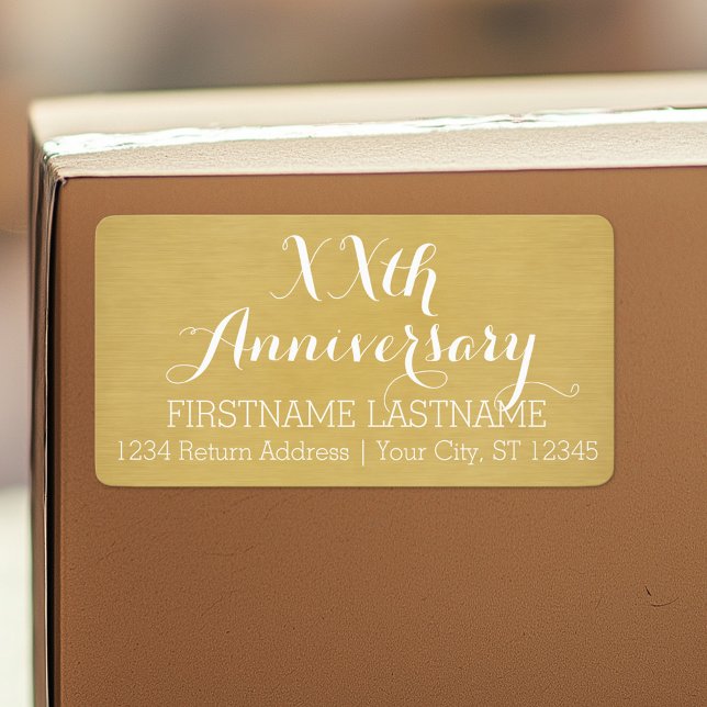 Etiqueta 50° u otro aniversario Boda personalizado (Custom Shipping Label with Return Address)