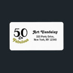 Etiqueta 50 y fabulosa fiesta de cumpleaños<br><div class="desc">Disfrute de este diseño elegante y sencillo que animará cualquier fiesta de cumpleaños número 50 con este moderno diseño de 50 y Fabuloso en textos en oro y negro.</div>