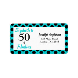 Etiqueta 50 y fabulosa fiesta de cumpleaños azul turquesa