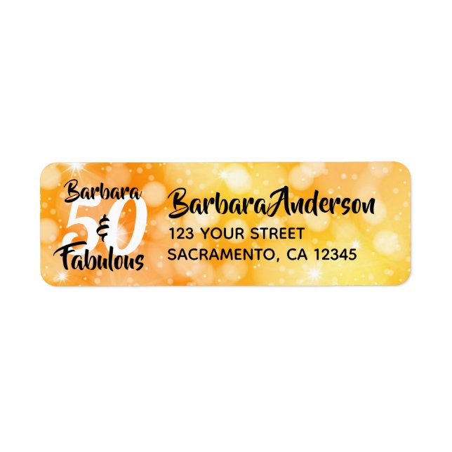 Etiqueta 50 y fabulosa parte de cumpleaños personalizada (Frente)