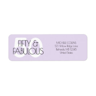 Etiqueta 50 y fabuloso Modern Purple Fifty Birthday Party