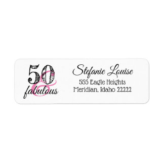 Etiqueta 50 y Fabulous 50th Return Address Label
