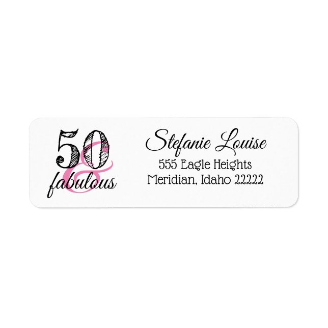 Etiqueta 50 y Fabulous 50th Return Address Label (Frente)