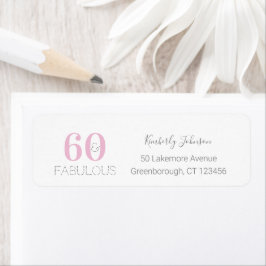 Etiqueta 60 y fabuloso cumpleaños moderno gris rosado