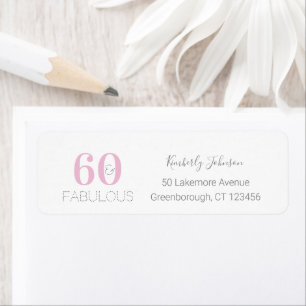 Etiqueta 60 y fabuloso cumpleaños moderno gris rosado