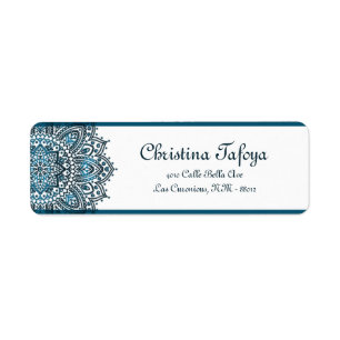 Etiqueta .75"x2.25" Dirección de devolución Azul marroquí p