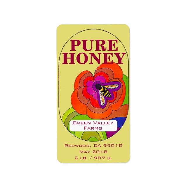 Etiqueta 907 g de miel extra blanca. (Frente)