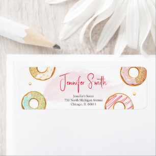 Etiqueta A cute coloured donut Baby shower address Labels