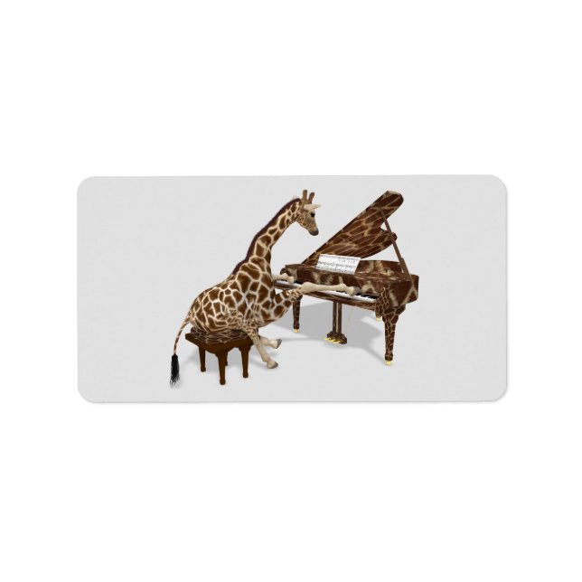 Etiqueta A La Dulce Giraffe Le Encanta Jugar Piano (Frente)
