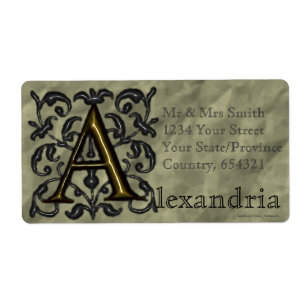 Etiqueta A - Monograma de cosecha Grabado en relieve (Dorad