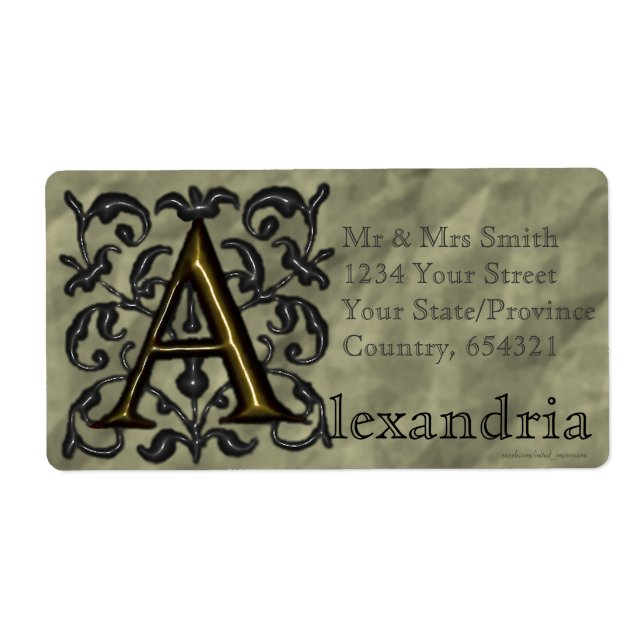 Etiqueta A - Monograma de cosecha Grabado en relieve (Dorad (Frente)