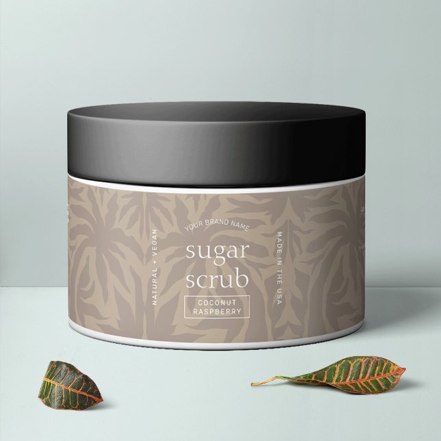 Etiqueta a prueba de agua de pera estética de colo (Elegant beige skincare jar wrap around label with fully editable text and colors)