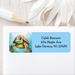 Etiqueta A Swimming Sea Turtle 