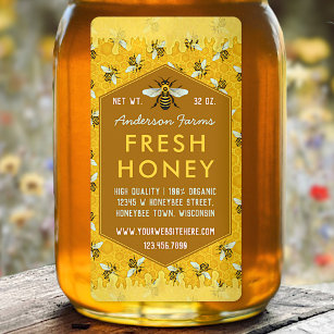 Etiqueta Abeja Apiary Honey Jar Labels Abejas de Honeycomb