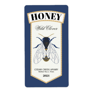 Etiqueta Abeja azul y oro