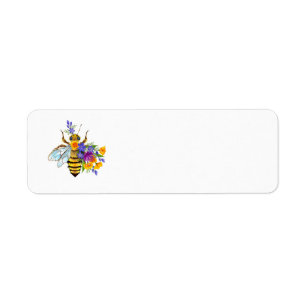 Etiqueta Abeja de flor con plantas silvestres