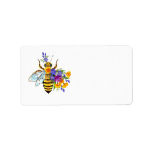 Etiqueta Abeja de flor con plantas silvestres