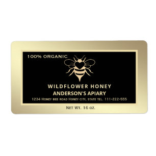 Etiqueta Abeja de miel de oro moderno