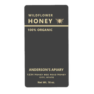 Etiqueta Abeja de miel de oro moderno