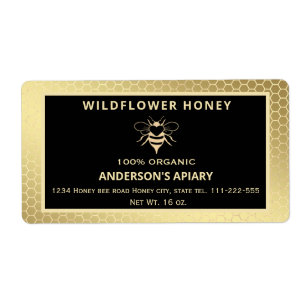 Etiqueta Abeja de miel de oro moderno