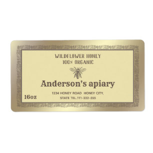 Etiqueta Abeja de miel de oro rústico vintage