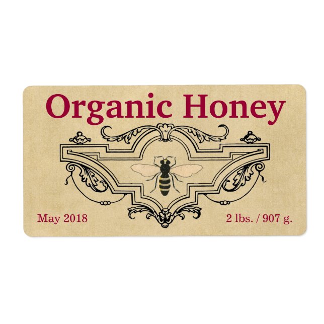 Etiqueta Abeja de miel orgánica Cartouche (Frente)