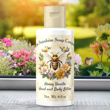 Abeja de miel sobre papel de pergamino falso etiqu